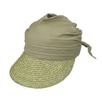 Καπέλο γείσο ψάθινο με μπαντάνα πράσινο