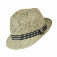 Summer Trilby Straw Hat With Striped Ribbon