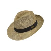 Summer Trilby Fedora Straw Hat With Black Ribbon