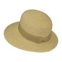 Women's Summer Natural Straw Hat With Beige Grosgrain Ribbon And Bow