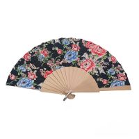 Ladies Wooden Medium Fan Abanicos Aparisi  Floral Black