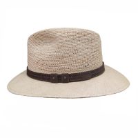 Straw Panama Hat With Brown Leather Strap