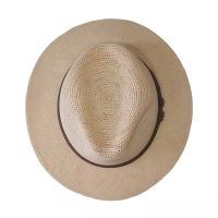 Straw Panama Hat With Brown Leather Strap