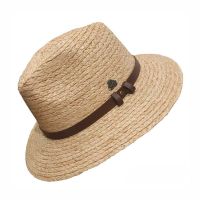 Summer Sraw Traveler Hat With Leather Brown Strap