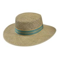 Women's Summer Straw Hat With Striped Grosgrain Ribbon