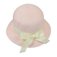 Girls' Summer Sraw Hat With Ecru Ribbon And Bow