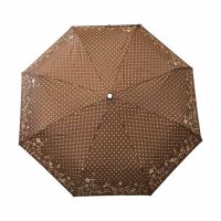 Ομπρέλα σπαστή γυναικεία χειροκίνητη καφέ Pierre Cardin Manual Folding Umbrella Logo Dots Brown