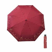 Manual Folding Umbrella Pierre Cardin Logo Dots Bordeaux