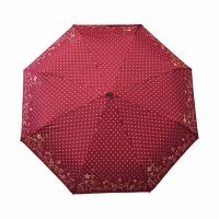 Manual Folding Umbrella Pierre Cardin Logo Dots Bordeaux