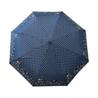 Ομπρέλα σπαστή γυναικεία χειροκίνητη μπλε ρουά Pierre Cardin Manual Folding Umbrella Logo Dots Royal Blue