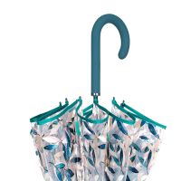 Ομπρέλα γυναικεία  μεγάλη αυτόματη διάφανη φλοράλ Perletti Foliage Verde