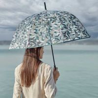 Ομπρέλα γυναικεία  μεγάλη αυτόματη διάφανη φλοράλ Perletti Foliage Verde