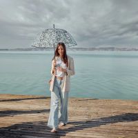 Ομπρέλα γυναικεία  μεγάλη αυτόματη διάφανη φλοράλ Perletti Foliage Verde