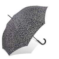 Long Automatic Windproof Floral Umbrella Happy Rain Black