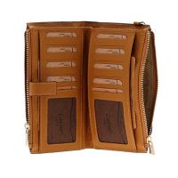 Πορτοφόλι δερμάτινο γυναικείο κάμελ LaVor 6047