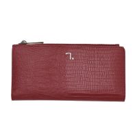 Women Horizontal Leather Wallet 7.Dots Venus Lizard Print Bordeaux