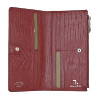 Πορτοφόλι δερμάτινο γυναικείο βυσσινί  7 Dots Venus Lizard Print Bordeaux