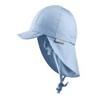 Summer Cotton Cap With Neck Cover And UV Protection Sterntaler Light Blue