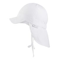 Kids' Summer Cotton Cap With Neck Cover And UV Protection Sterntaler White