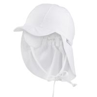 Kids' Summer Cotton Cap With Neck Cover And UV Protection Sterntaler White