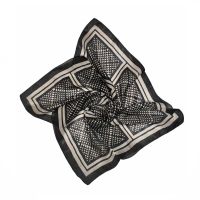 Women's Silk Square Scarf With Geometric Motifs Black /Grey