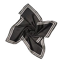 Women's Square Silk Scarf Black Polka Dots