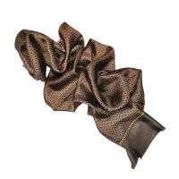 Φουλάρι ανδρικό στενόμακρο μεταξωτό μπεζ πουά