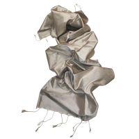 Φουλάρι στενόμακρο μονόχρωμο μεταξωτό σουά σοβάζ ασημί