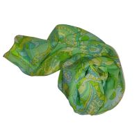 Φουλάρι γυναικείο στενόμακρο φλοράλ ανοιχτό πράσινο