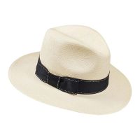 Summer Panama Fedora Straw Hat With Grosgrain Ribbon
