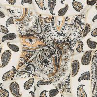 Φουλάρι τετράγωνο μπεζ εμπριμέ με λαχούρια