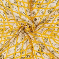 Φουλάρι τετράγωνο εκρού - κίτρινο εμπριμέ φλοράλ