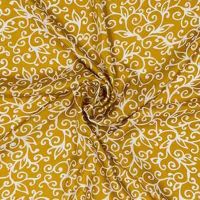 Φουλάρι τετράγωνο εκρού - μουσταρδί εμπριμέ φλοράλ