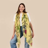 Φουλάρι μεγάλο στενόμακρο κίτρινο εμπριμέ φλοράλ Bella Ballou Asian Garden