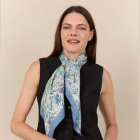 Φουλάρι τετράγωνο σιέλ εμπριμέ Bella Ballou Funky Lace