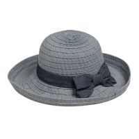 Women's Summer Fabric Hat With Wide Brim And Bow Denim Blue