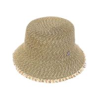 Women's Summer Straw Bucket Hat Dark Camel