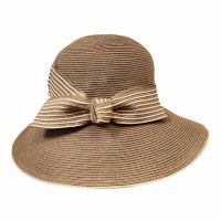 Women's Summer Straw Crushable Hat With Bow Brown