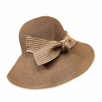 Women's Summer Straw Crushable Hat With Bow Brown
