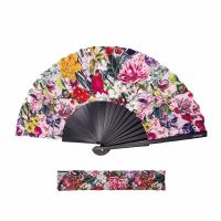 Βεντάλια ξύλινη ροζ με φλοράλ μοτίβο Cedon Flower Greeting