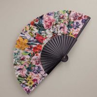 Βεντάλια ξύλινη ροζ με φλοράλ μοτίβο Cedon Flower Greeting