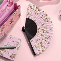 Βεντάλια ξύλινη ροζ με φλοράλ μοτίβο Cedon Cherry Blossom