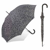 Long Automatic Windproof Floral Umbrella Happy Rain Black