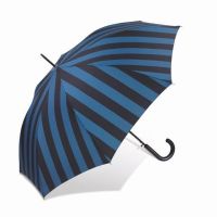 Ομπρέλα  μεγάλη αυτόματη γυναικεία ριγέ μπλε - μαύρο Happy Rain Essentials