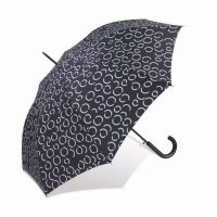 Long Automatic Windproof Umbrella Happy Rain Printed Black & White