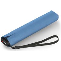 Ομπρέλα mini σπαστή μονόχρωμη αντηλιακή σιέλ Knirps US.050 Ultra Light Slim Manual Folding Umbrella Heat Shield Blue With Black Coating