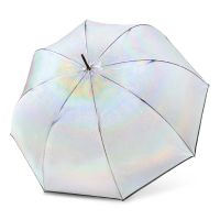 Ομπρέλα μεγάλη, γυναικεία χειροκίνητη διάφανη ιριδίζουσα καμπάνα Knirps Manual Stick Umbrella C.760 Stardust Black