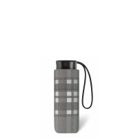 Ομπρέλα μίνι σπαστή γυναικεία καρώ γκρι Happy Rain Essentials Checked Grey