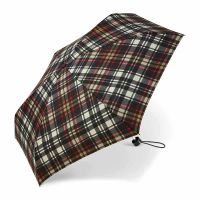 Ομπρέλα μίνι σπαστή γυναικεία καρώ μαύρη Happy Rain Essentials Checked Black