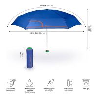 Ομπρέλα γυναικεία μονόχρωμη mini σπαστή θαλασσί Perletti Time Mini Sea Blue